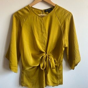 Tie-Front Gold Blouse (Size L)